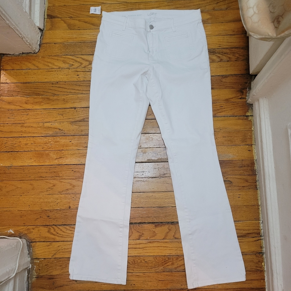 LOFT‎ Modern Boot Jeans In Optic White NWT Nautical Coastal Preppy Chic
